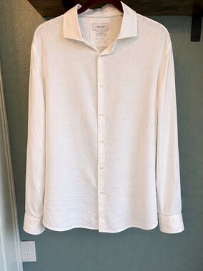 Paxter & Ash Linen Button Up XL White Beach Coastal Old Money Shirt
